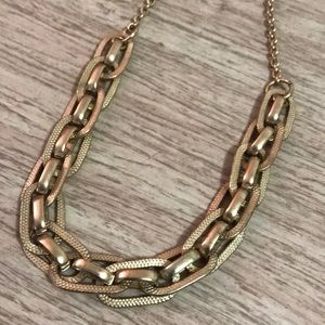 Large Double Link Chain Necklace Bold Gorgeous Goldtone